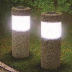 Solar Stone Pillar Pathway Lamp