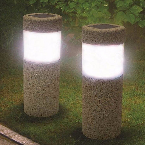 Solar Stone Pillar Pathway Lamp