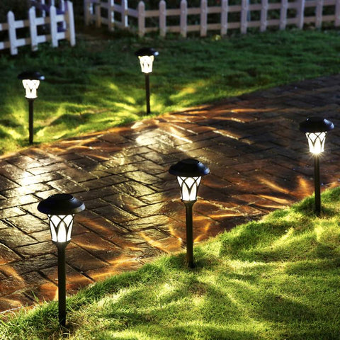 Solar Garden Glass Shade Pathway Lamp