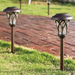 Solar Garden Glass Shade Pathway Lamp