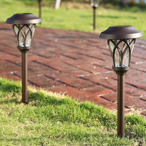 Solar Garden Glass Shade Pathway Lamp