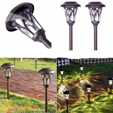 Solar Garden Glass Shade Pathway Lamp